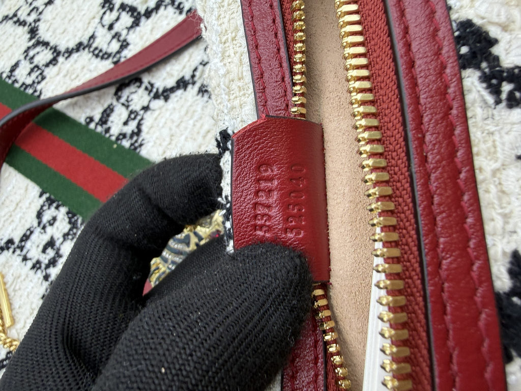 Gucci Rajah Tiger Head Tote - Burgundy, Ivory and Black detail view 12