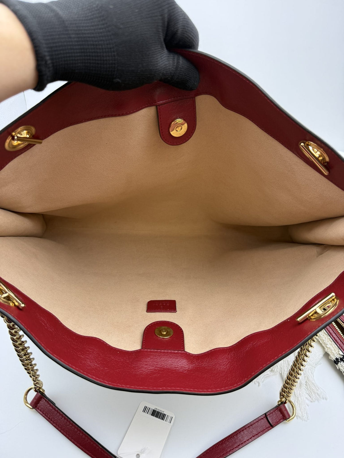 Gucci Rajah Tiger Head Tote - Burgundy, Ivory and Black detail view 13
