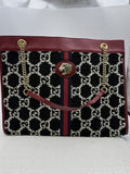Gucci Rajah Tiger Head Tote - Burgundy and Black front view