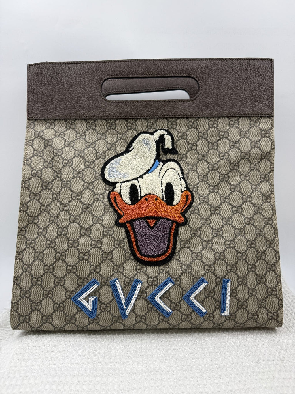 Disney x Gucci Donald Duck GG Supreme Tote front view