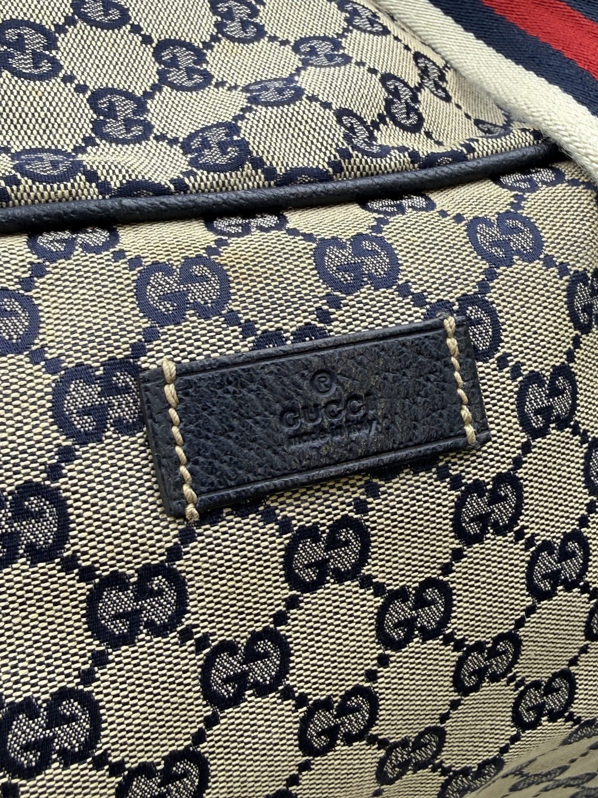 Gucci Web GG Canvas Tote - Beige and Brown detail view 3