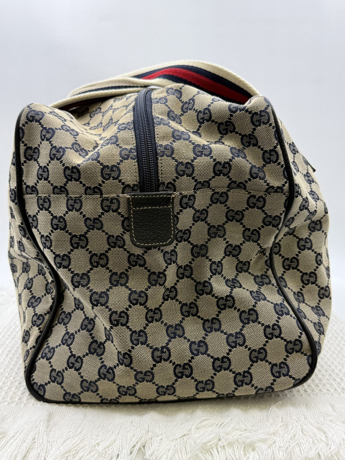 Gucci Web GG Canvas Tote - Beige and Brown detail view 4