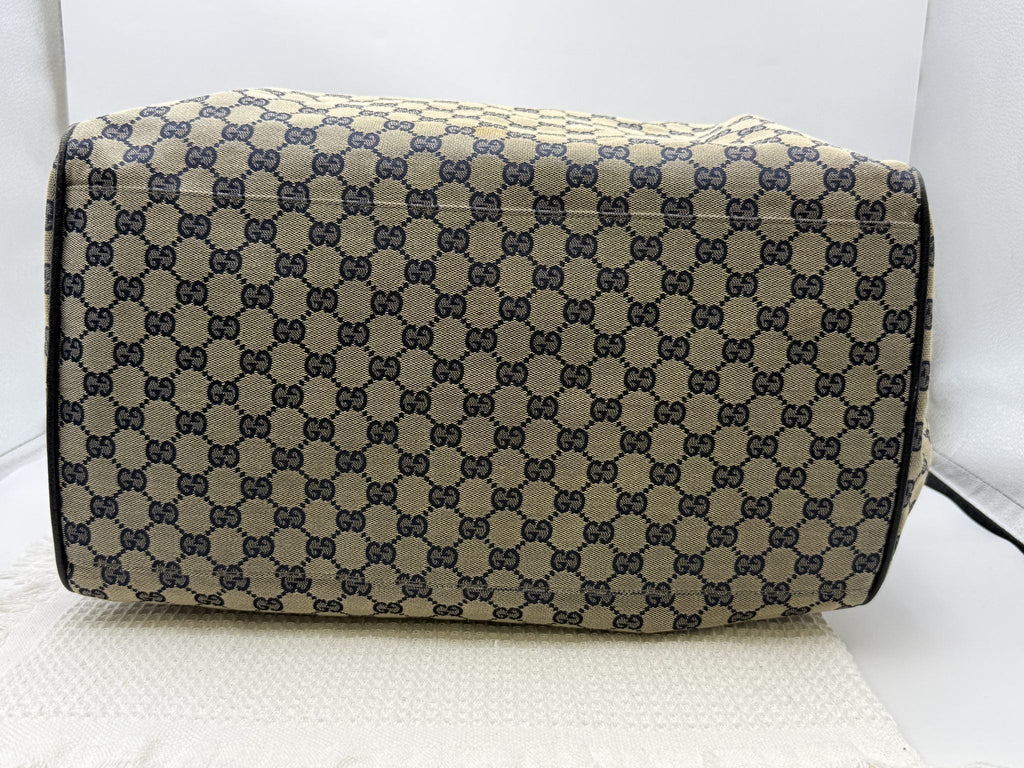 Gucci Web GG Canvas Tote - Beige and Brown detail view 5