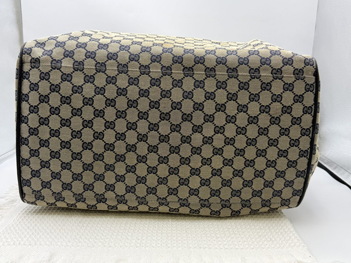 Gucci Web GG Canvas Tote - Beige and Brown detail view 5