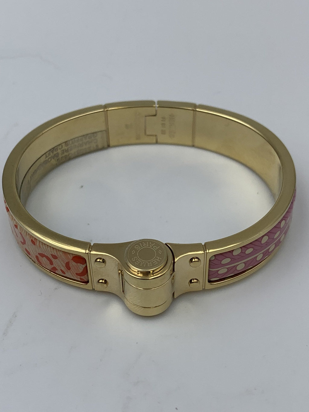 Hermès Bracelet – Pink Orange Pattern And Gold - view 1