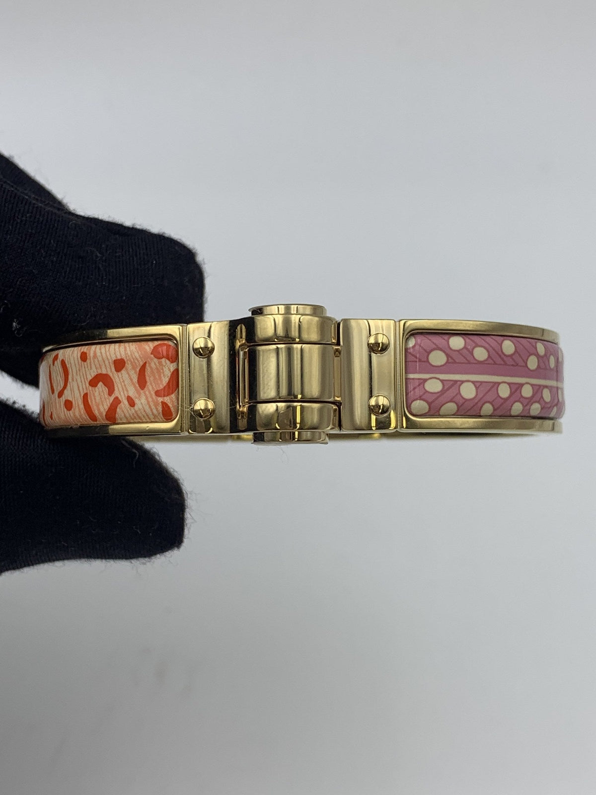 Hermès Bracelet – Pink Orange Pattern And Gold - view 2