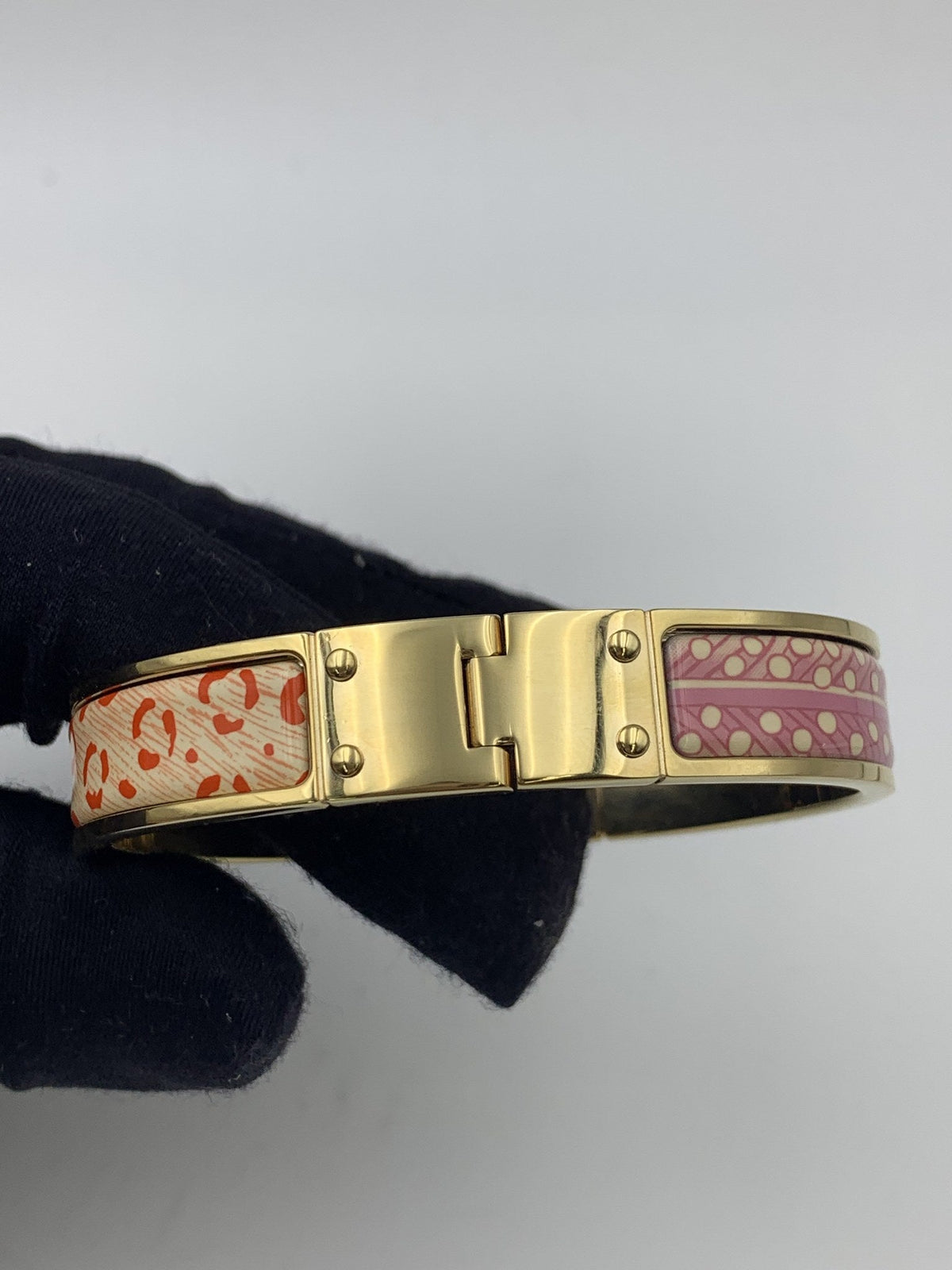 Hermès Bracelet – Pink Orange Pattern And Gold - view 5