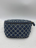 Valentino Garavani Denim Studded Shoulder Bag - Blue front view