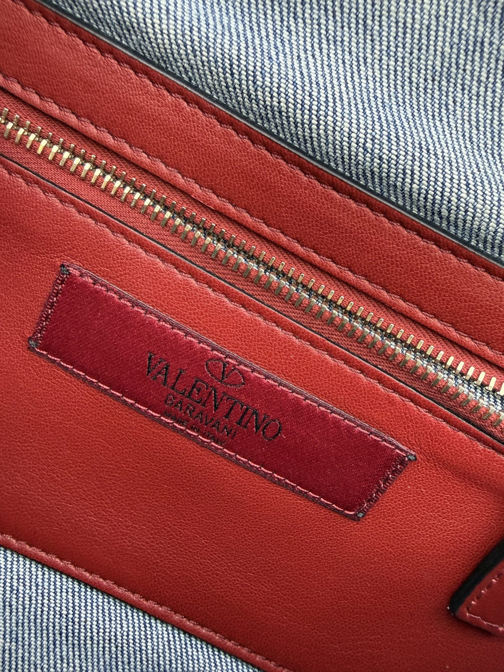 Valentino Garavani Denim Studded Shoulder Bag - Blue detail view 5