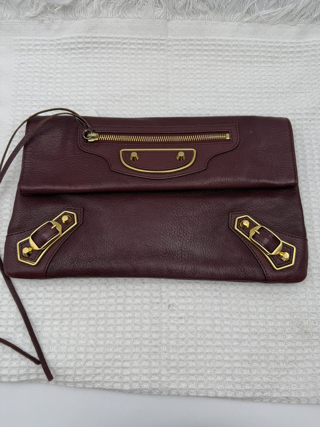 Balenciaga Giant Envelope Clutch - Burgundy Leather front view