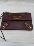 Balenciaga Giant Envelope Clutch - Burgundy Leather front view