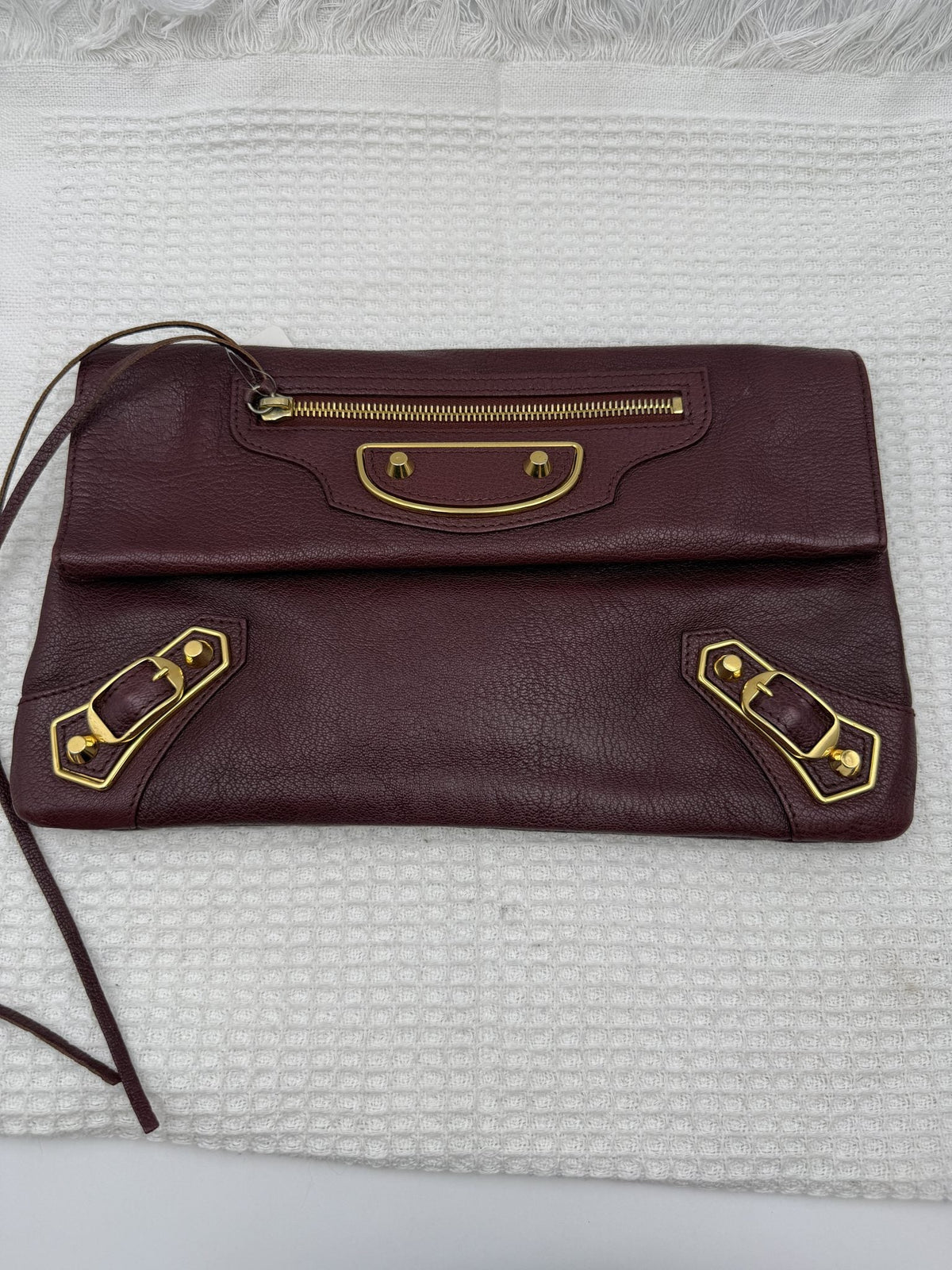 Balenciaga Giant Envelope Clutch - Burgundy Leather front view