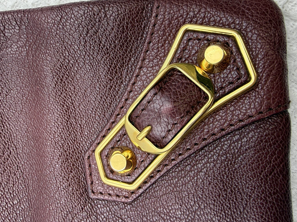 Balenciaga Giant Envelope Clutch - Burgundy Leather detail view 11