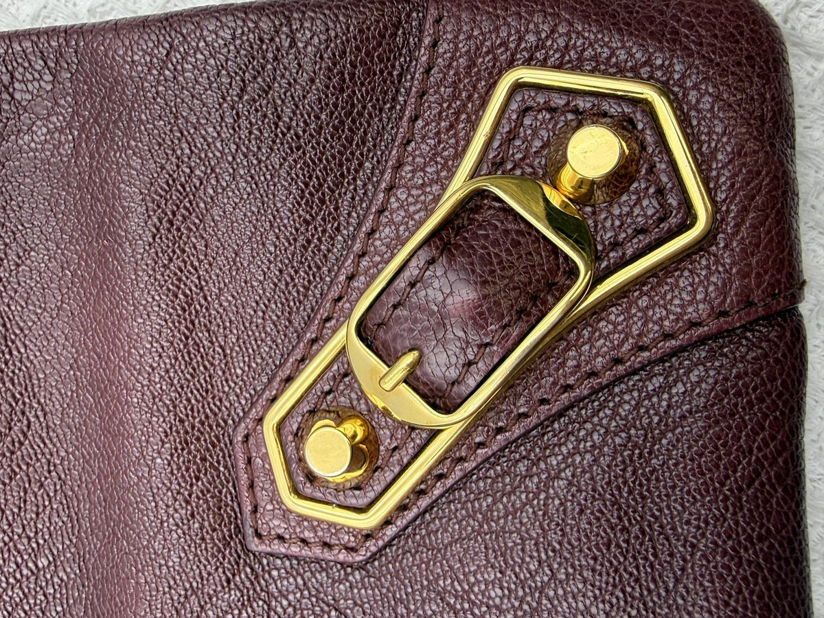 Balenciaga Giant Envelope Clutch - Burgundy Leather detail view 11