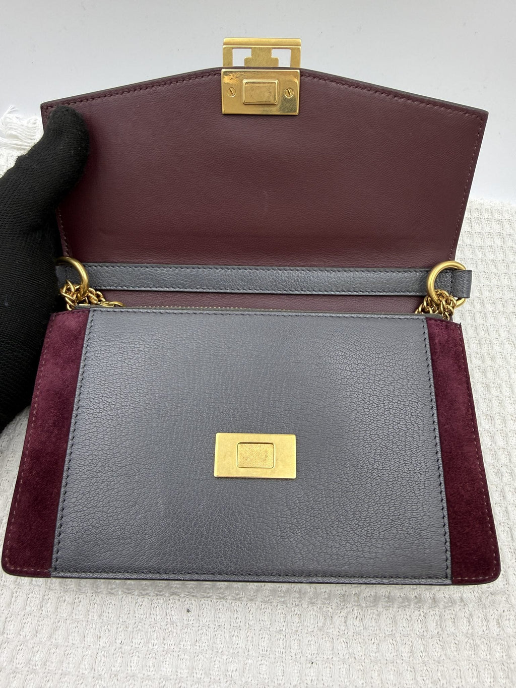 Givenchy GV3 - Grey and Burgundy Leather and Suede detail view 7