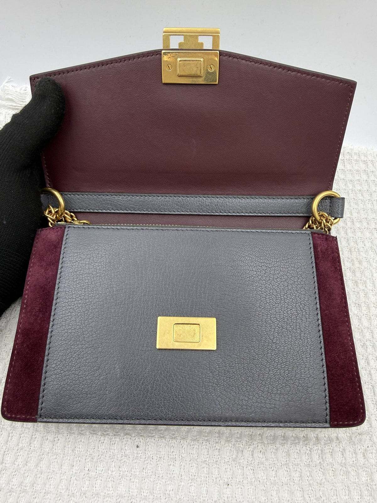 Givenchy GV3 - Grey and Burgundy Leather and Suede detail view 7