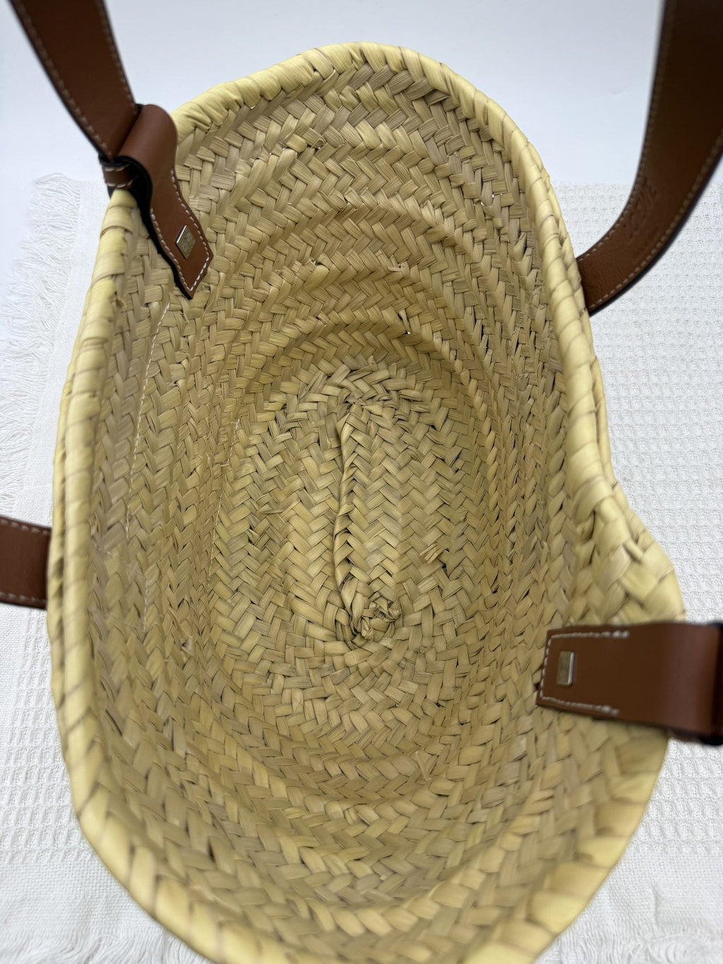 Loewe Basket - Natural Palm Leaf and Tan Leather detail view 5