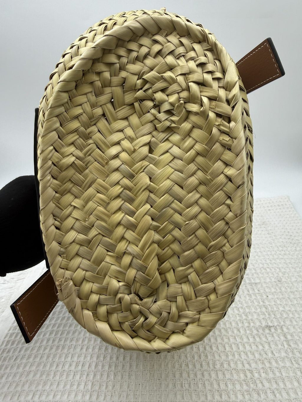 Loewe Basket - Natural Palm Leaf and Tan Leather detail view 7