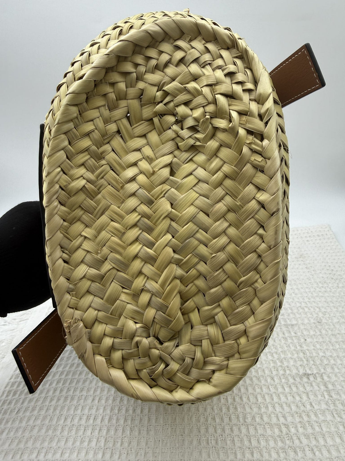 Loewe Basket - Natural Palm Leaf and Tan Leather detail view 7