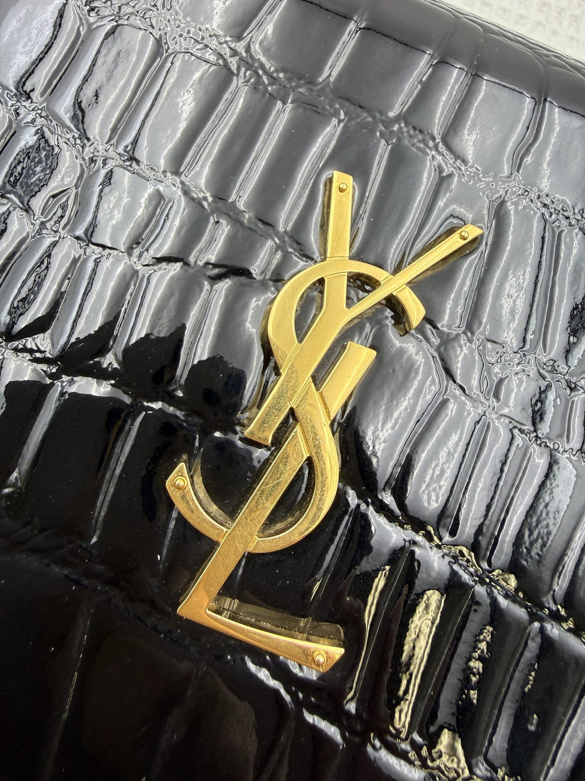 Saint Laurent Kate - Black Croc-Embossed Leather detail view 5