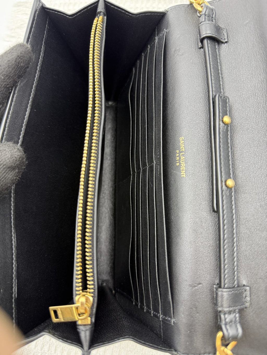 Saint Laurent Kate - Black Croc-Embossed Leather detail view 9