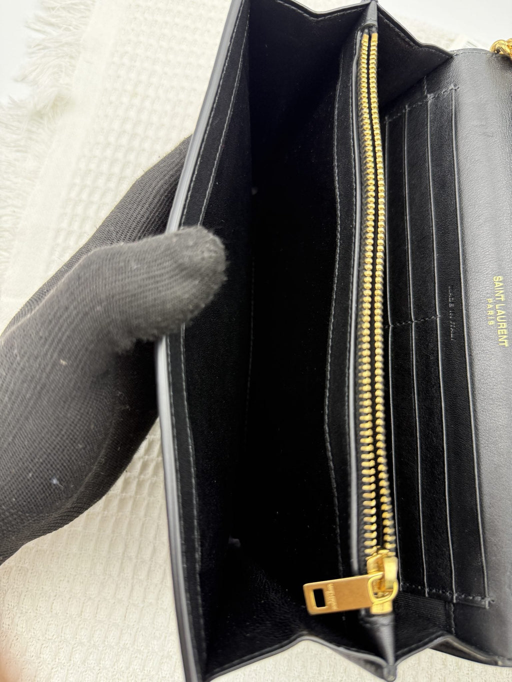 Saint Laurent Kate - Black Croc-Embossed Leather detail view 10