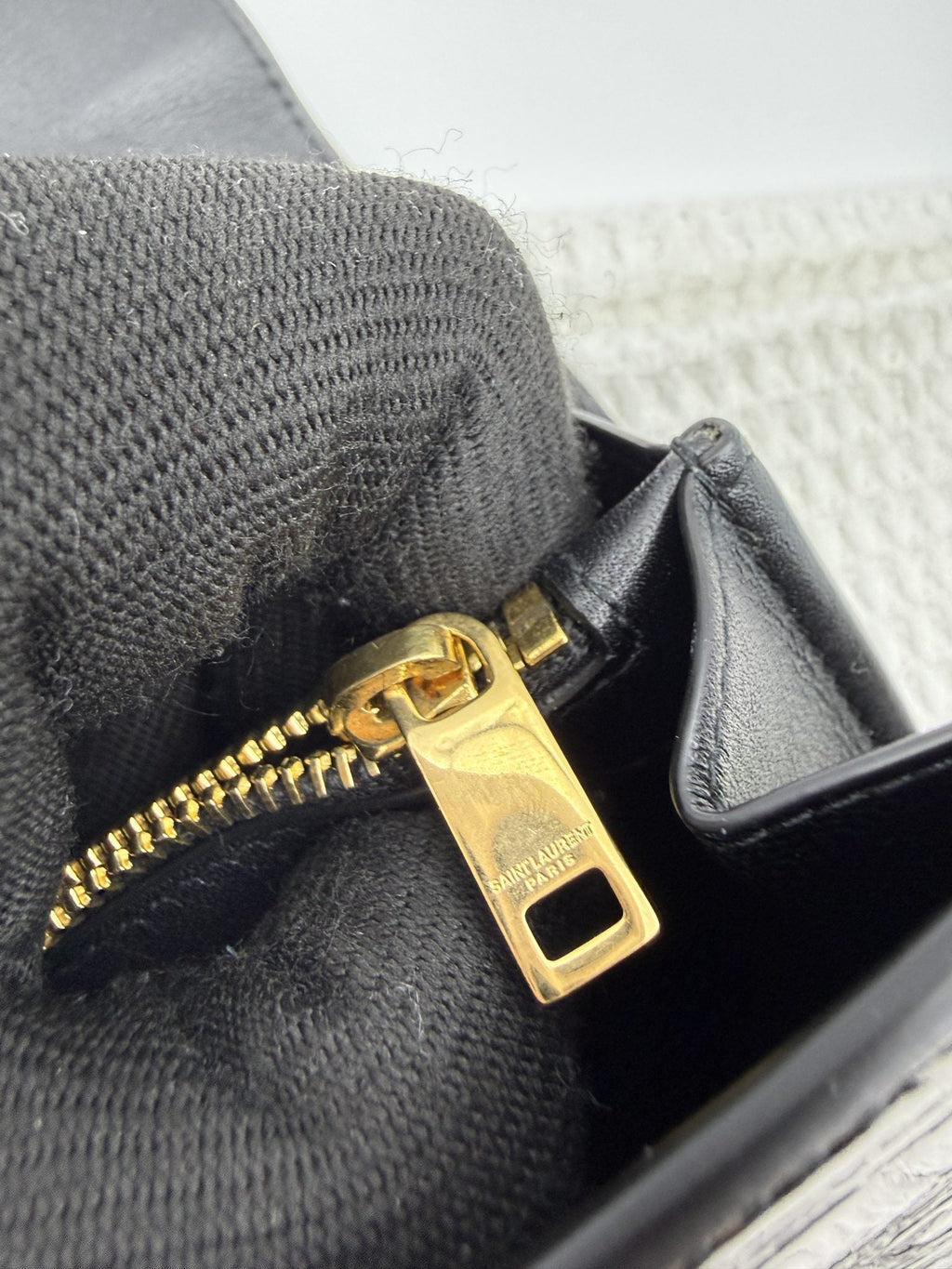 Saint Laurent Kate - Black Croc-Embossed Leather detail view 12