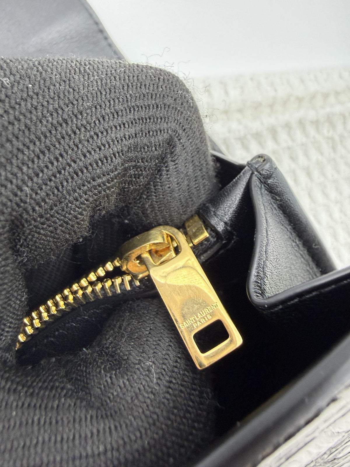 Saint Laurent Kate - Black Croc-Embossed Leather detail view 12