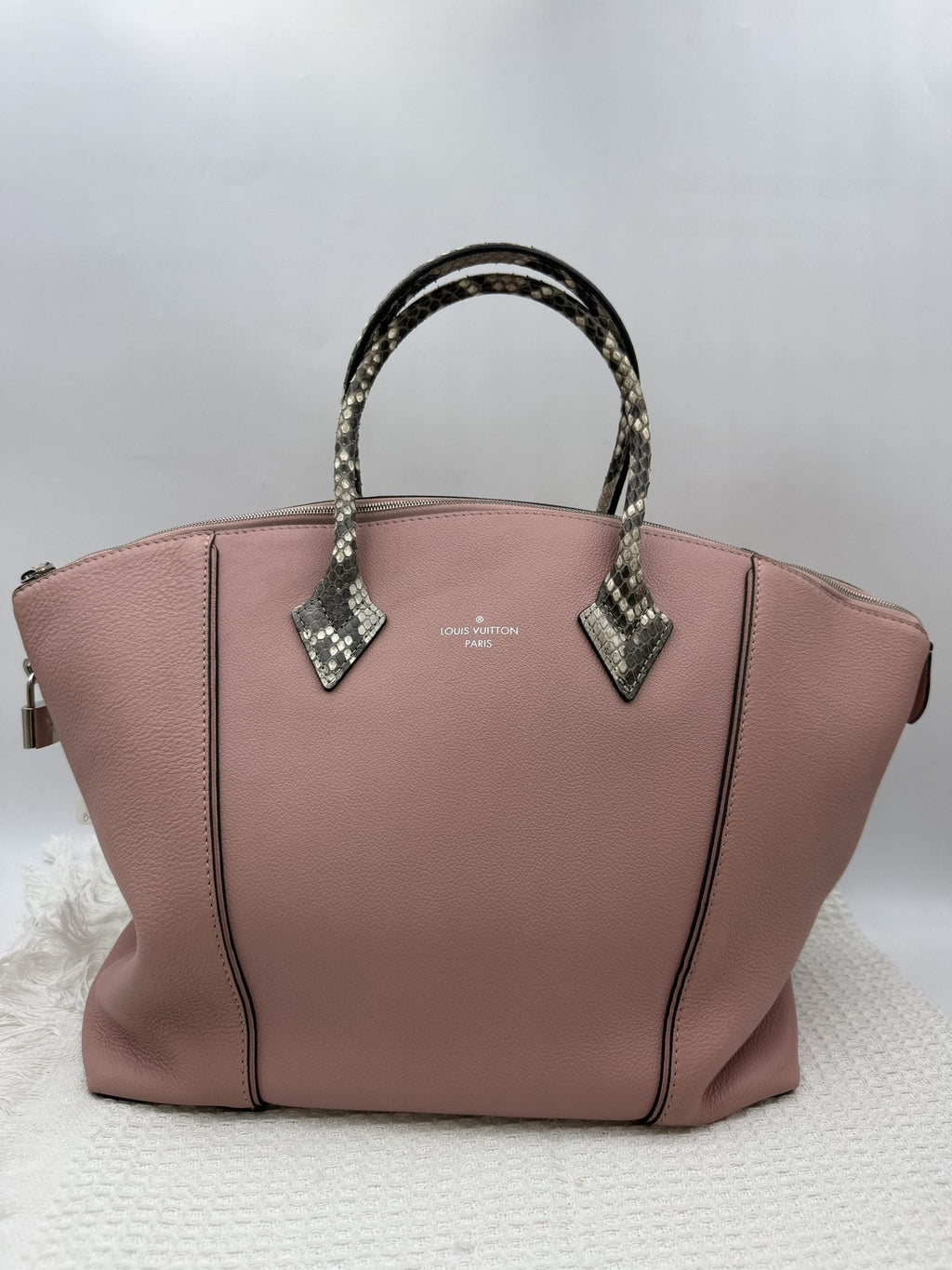 Louis Vuitton Lockit MM - Pink Leather with Python Trim front view