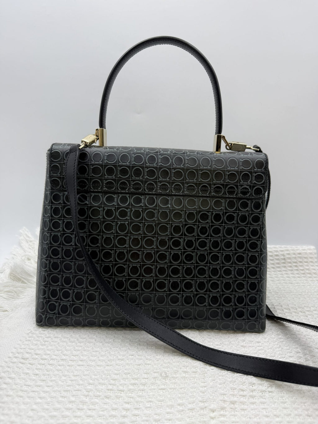 Ferragamo Gancini - Black Logo Leather detail view 2