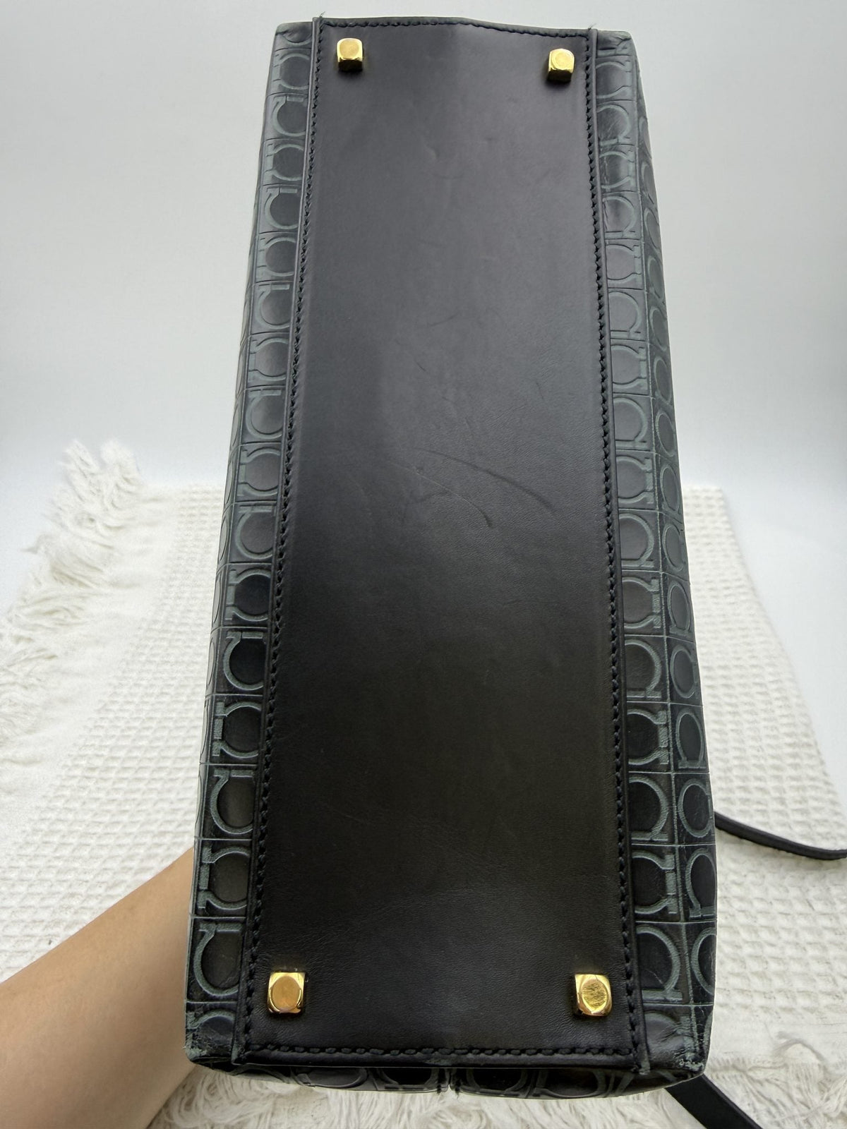 Ferragamo Gancini - Black Logo Leather detail view 3