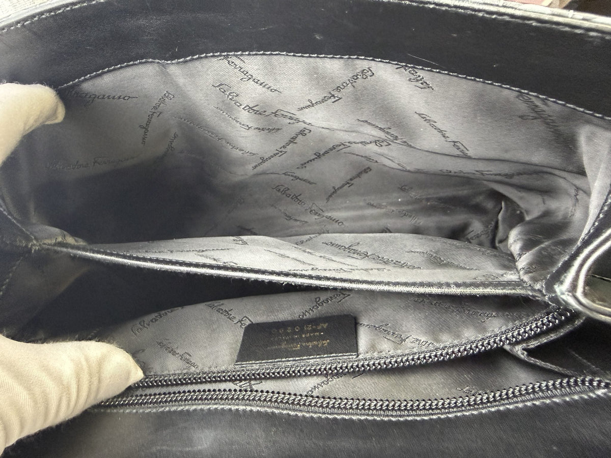 Ferragamo Gancini - Black Logo Leather detail view 4