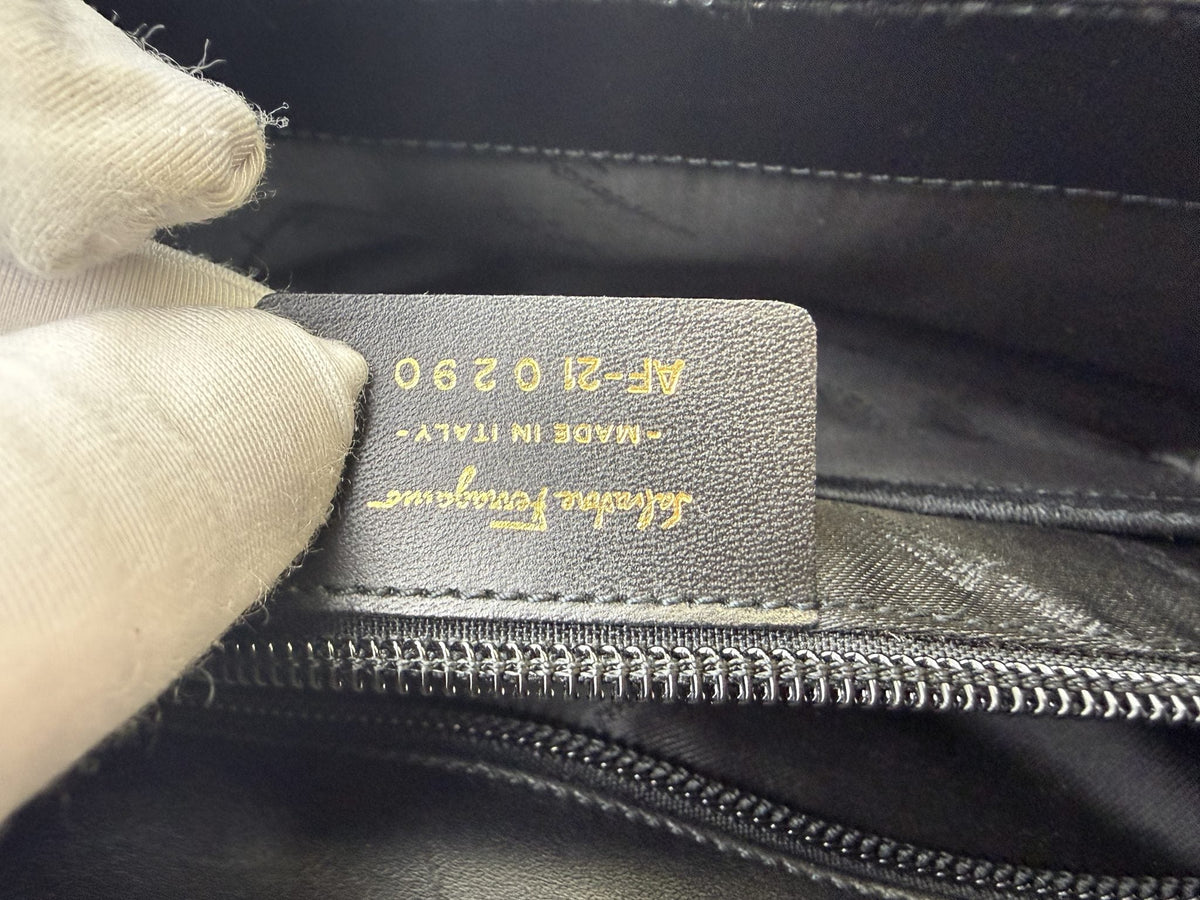Ferragamo Gancini - Black Logo Leather detail view 5