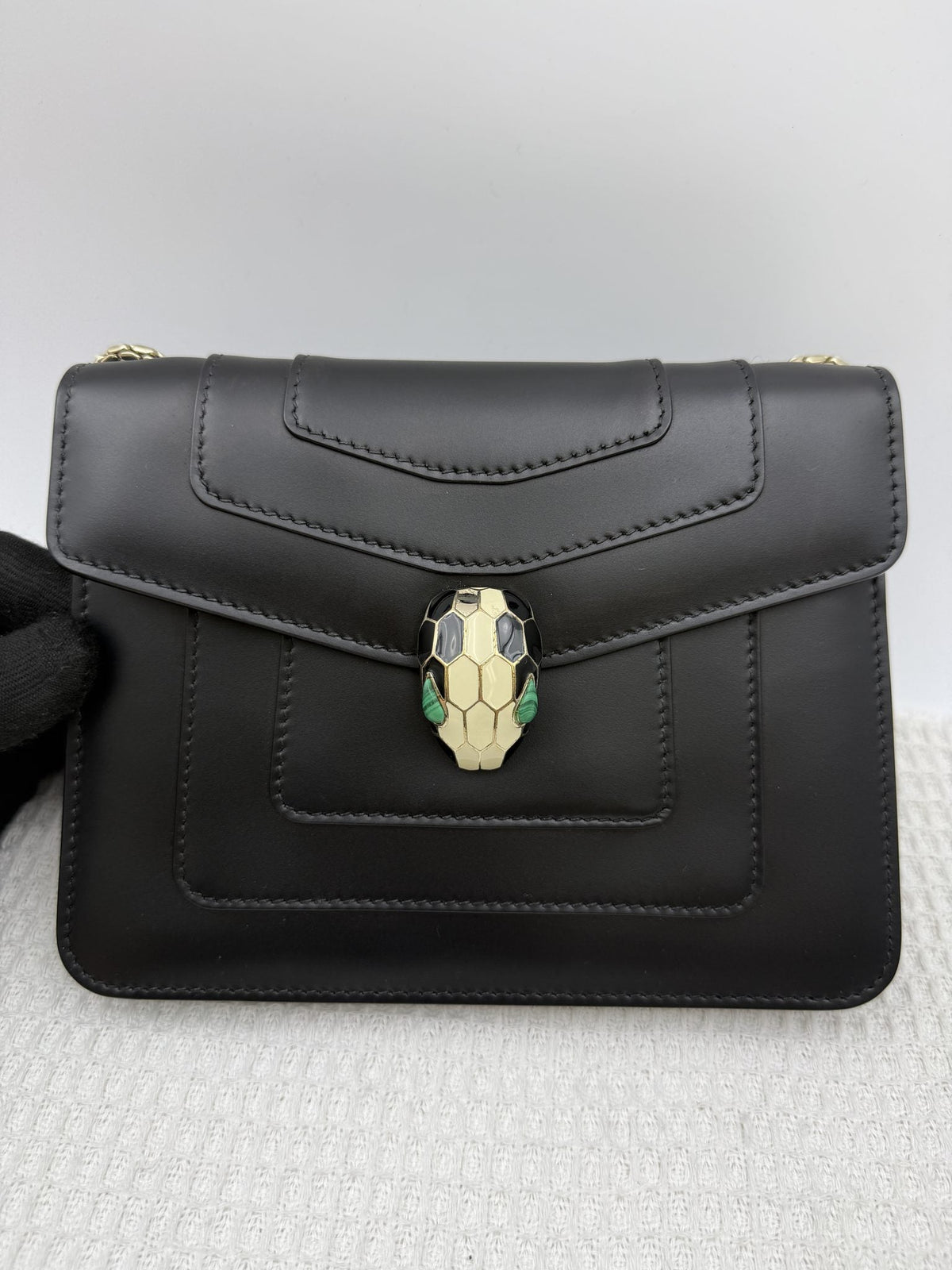 Bvlgari Serpenti Forever - Black Leather front view