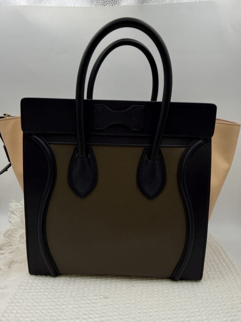 Celine Mini Luggage Tote - Navy and Black Leather detail view 2