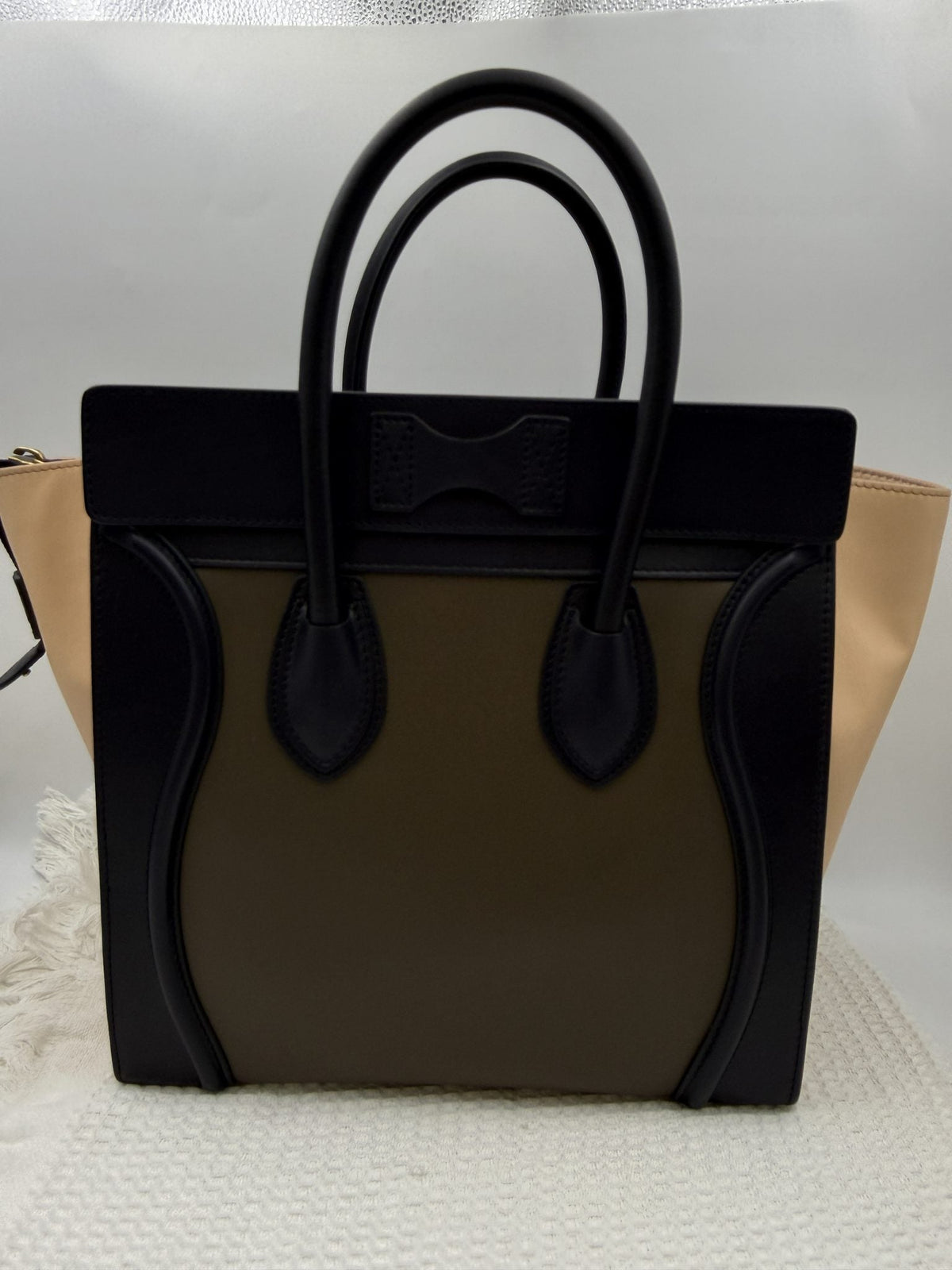 Celine Mini Luggage Tote - Navy and Black Leather detail view 2