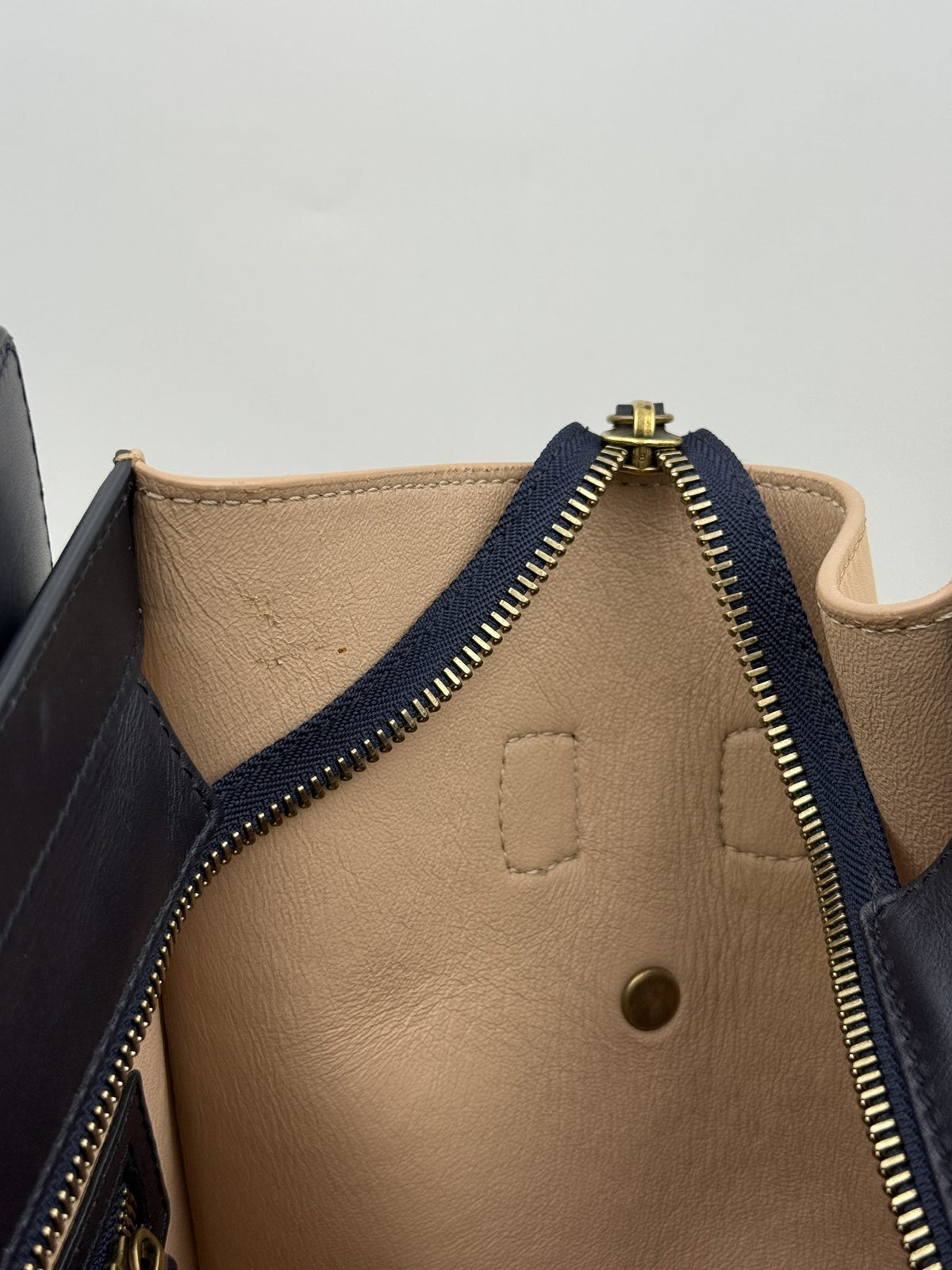 Celine Mini Luggage Tote - Navy and Black Leather detail view 9