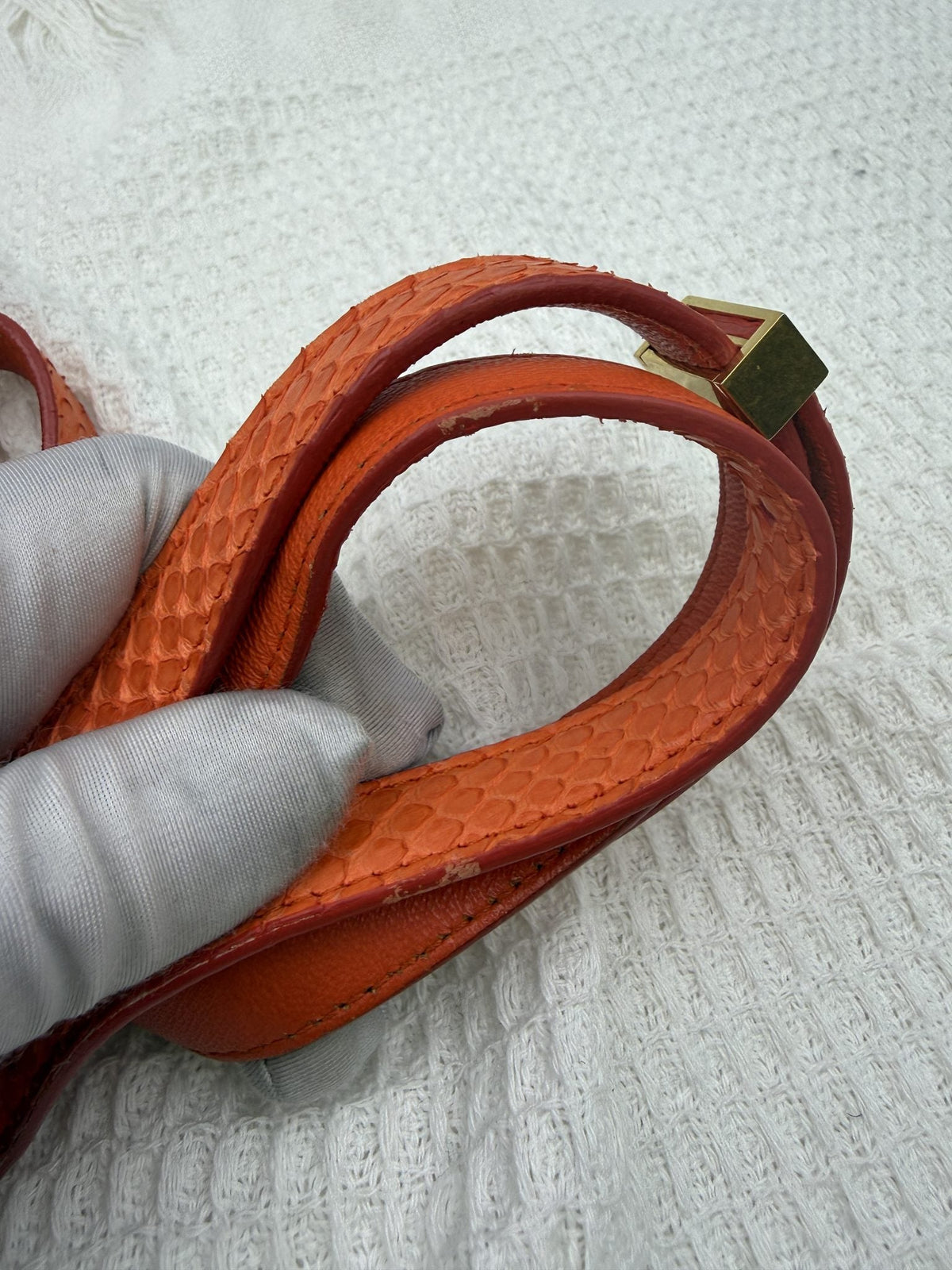 Celine Classic Box - Orange Python and Leather detail view 5