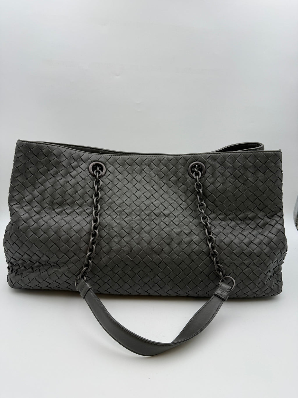 Bottega Veneta Intrecciato Chain Tote, Gray, stock 0197151 – back