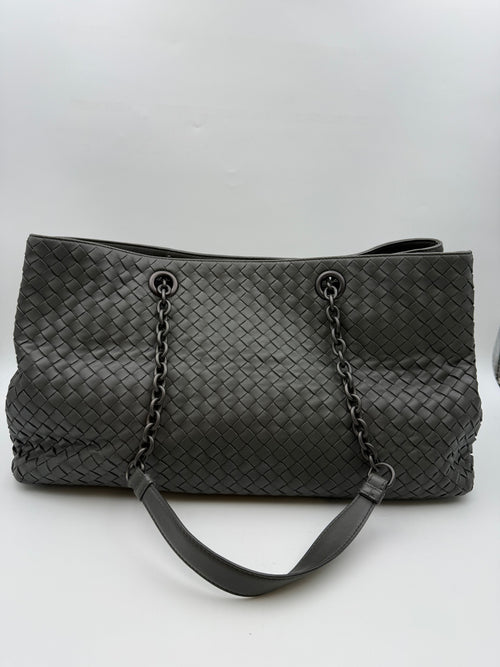 Bottega Veneta Intrecciato Chain Tote, Gray, stock 0197151 – back