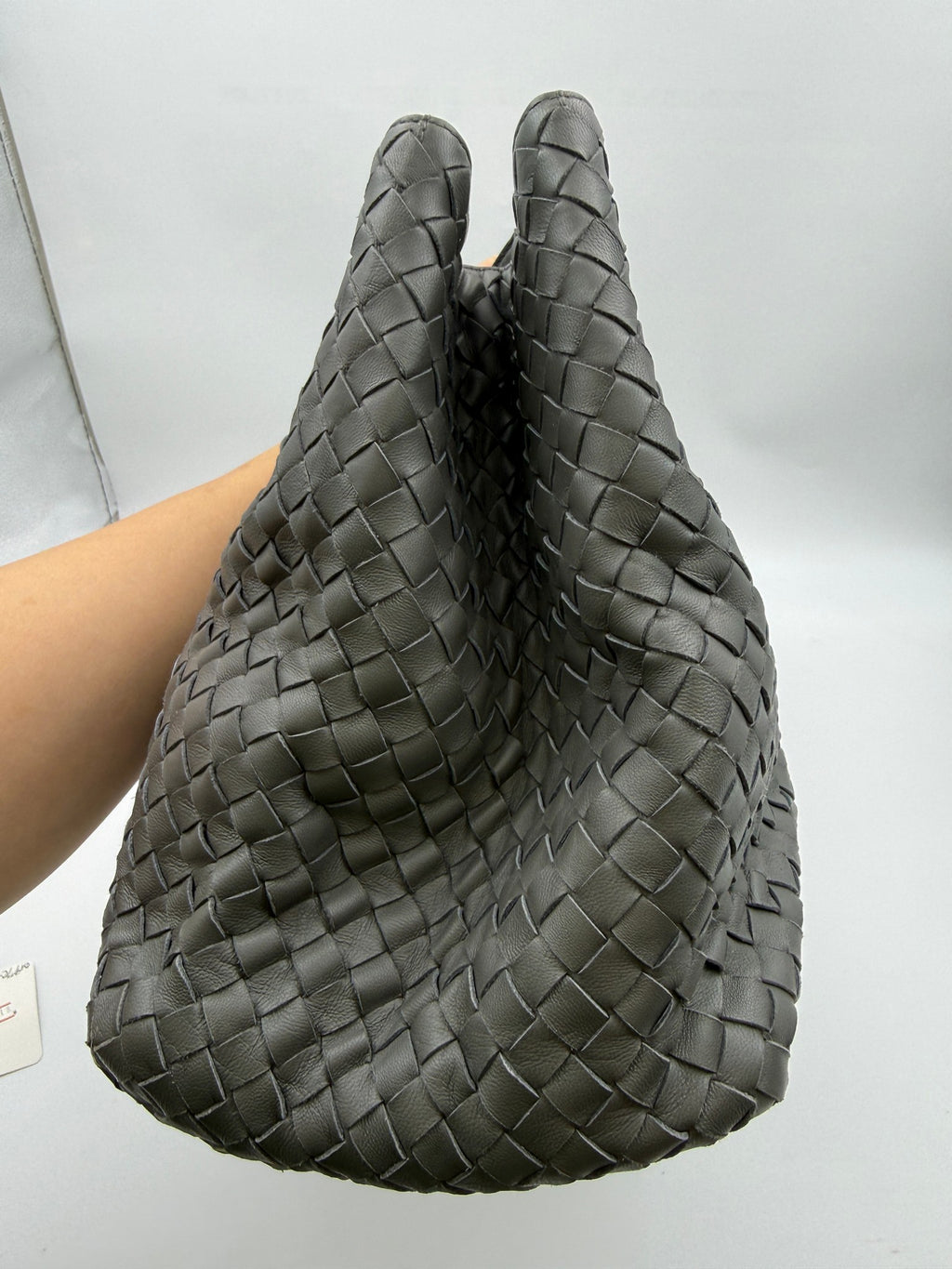 Bottega Veneta Intrecciato Chain Tote, Gray, stock 0197151 – right side