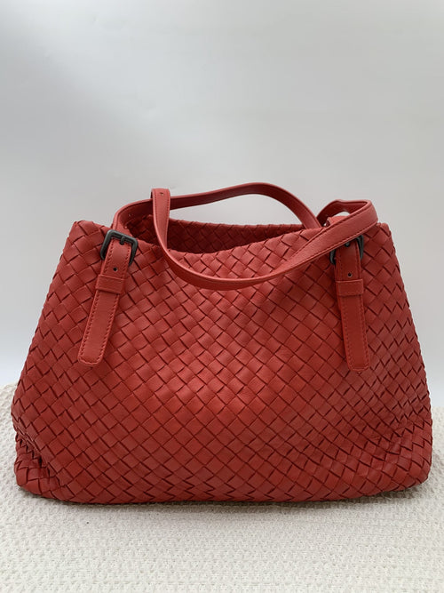 Bottega Veneta Intrecciato Red Leather Tote Bag - view 1 - item 0073103
