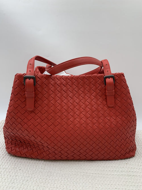 Bottega Veneta Intrecciato Red Leather Tote Bag - view 2 - item 0073103