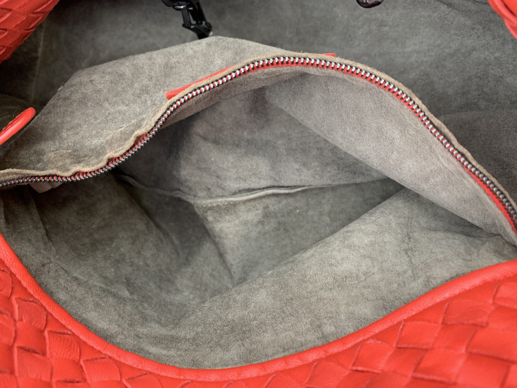 Bottega Veneta Intrecciato Red Leather Tote Bag - view 7 - item 0073103