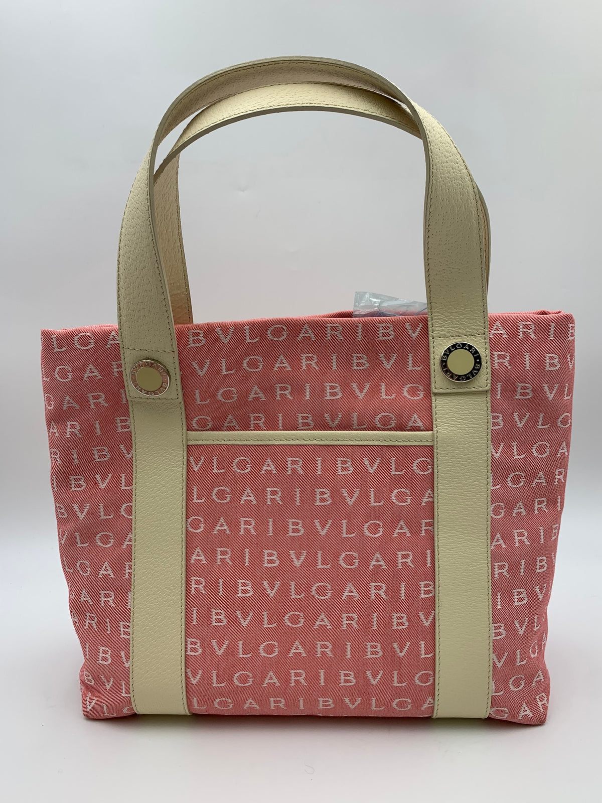 Bvlgari Logomania Tote, Pink and ivory, stock 0197255 – back