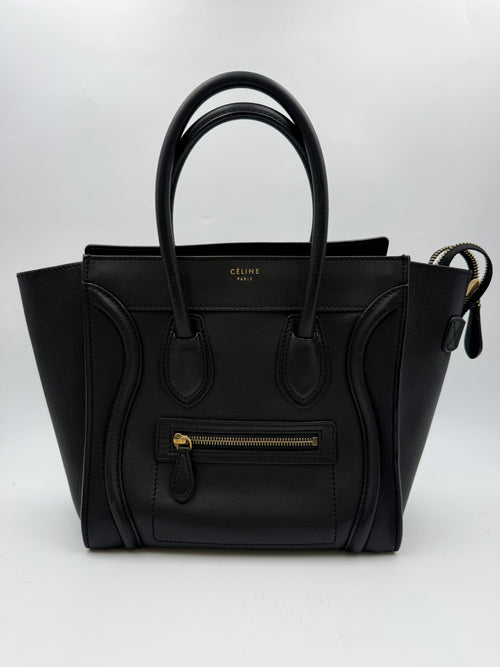 Celine Luggage Tote, Black, stock 0381081 – front