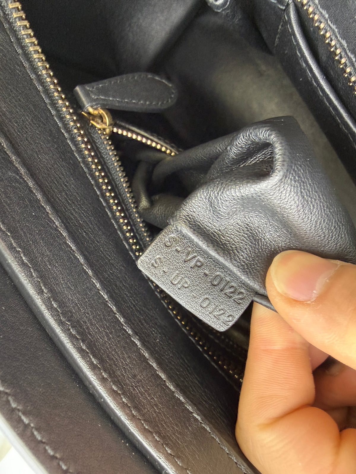 Celine Luggage Tote, Black, stock 0381081 – interior stamp