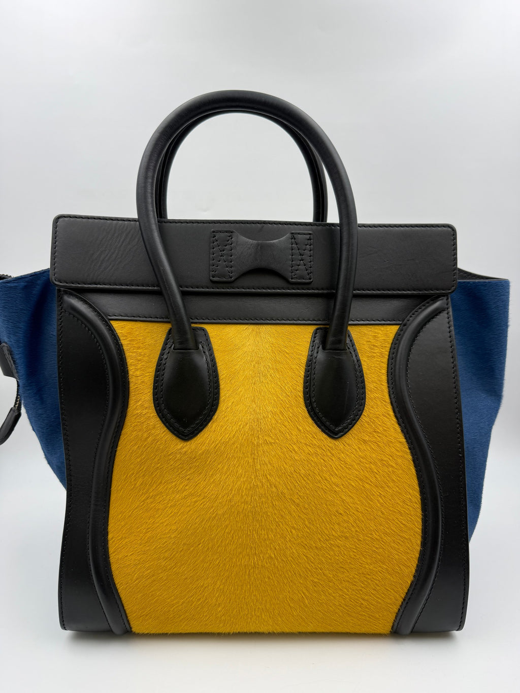 Celine Luggage Tote, Yellow, navy and black, stock 0271128 – back