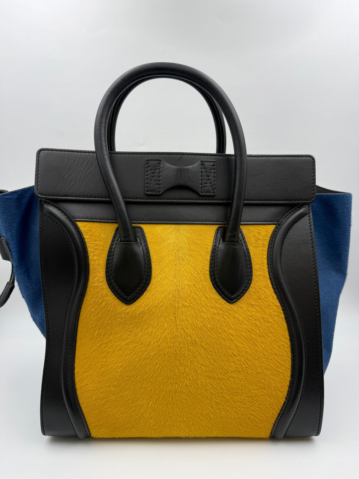 Celine Luggage Tote, Yellow, navy and black, stock 0271128 – back