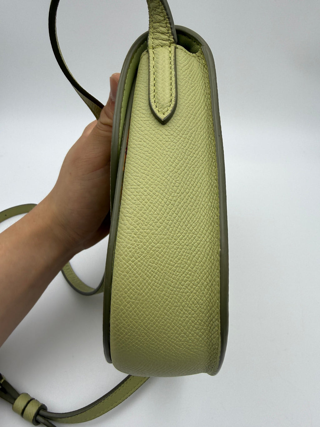 Celine Trotteur Crossbody Bag, Light green, stock 0248975 – left side